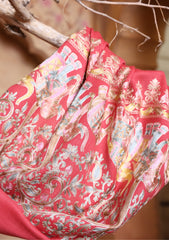 Pashmina Ari Work Jaaldar Scarf D#15 - Carrot