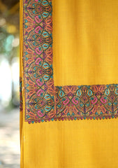 Pashmina Wool Embroidered Shawl D - 07 - Mustard