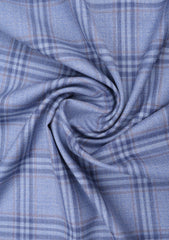 Scabal Super 130's  Mosaic Wool Check Suiting - Light Blue