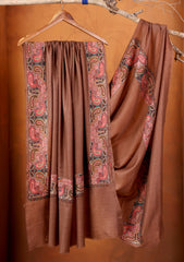 Pashmina Embroidered Border Shawl D#03 - G Brown
