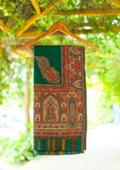 Pashmina Jamawar Work Shawl D - 04 - D Green