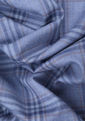 Scabal Super 130's  Mosaic Wool Check Suiting - Light Blue