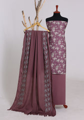 Winter - Riwaj - Printed Cotray Suit - Wool Shawl - D#06 - DT Pink
