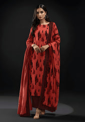 Winter - Riwaj - Printed Velvet Suit - Palachi Dupatta - D#03 - Orange