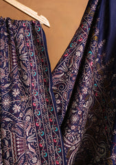 Pashmina Embroidered Jaaldar Shawl D#15 - N Blue