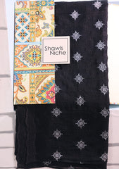 Embroidered Lawn Summer Shawl D#65 - Black 1