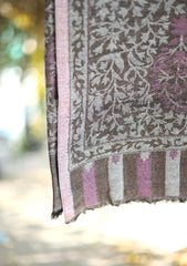 Pashmina Kaani Work Shawl D - 08 - D Grey