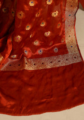 Formals - Fancy Closet - 2 pcs Suit - Satin Silk Jamawar D#10 Rust