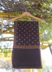 Wool Needle Work Shawl D - 70 - CHOCOLATE
