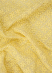 Elite Men Embroidered Selvage Cotton Fabric - L Yellow