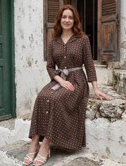 Pret - Moven - Indigo Silk Women's Frock - Brown