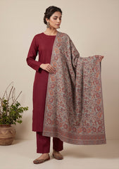 Winter - Riwaj - Pashmina Kani Jamawar 3 Pcs Suit - D#01 - M Skin