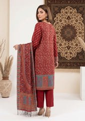 Winter - Fancy Silk Zari Jamawar - 3 Pcs Suit - D#18 - Maroon