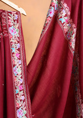 Pashmina Ari Work Border Shawl D#04 - Maroon