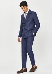 Scabal Crossover Super Fine Merino 260 Gr Wool Suiting - Dark Blue