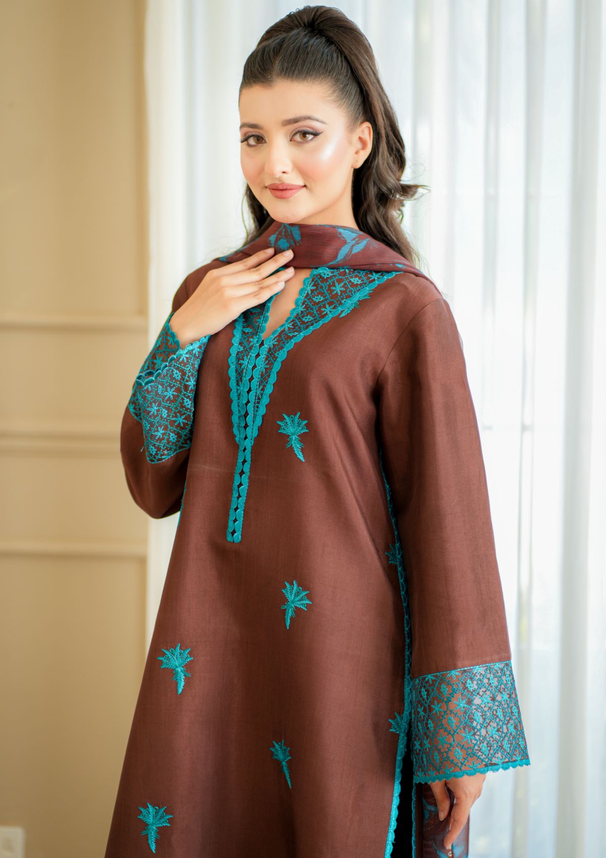 Pret Collection - Fozia Khalid - Silkspire - FKS#04 - COCOA (BROWN)