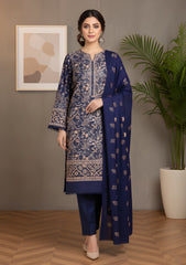 Winter - Riwaj - Pashmina Embroidered Suit - D#03 - N Blue