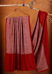 Pashmina Embroidered Jaaldar Shawl D#08 - Red