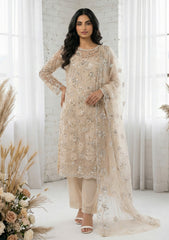 Formals - Riwaj - Fancy Net - 2 Pcs Suit - D#01 - L Peach