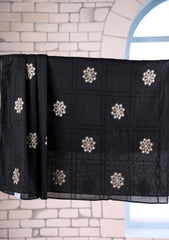 Embroidered Lawn Summer Shawl D#34 - Black