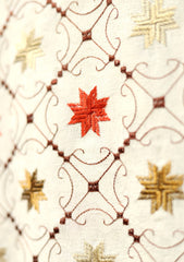 Embroidered Wool  Shawl  D - 50 - White