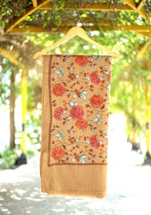 Embroidered Wool Shawl D - 88 - T Brown