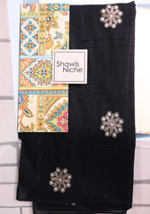 Embroidered Lawn Summer Shawl D#34 - Black