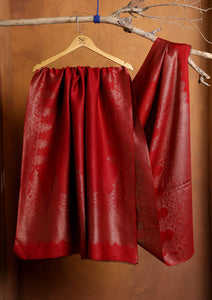 Silk Zari Jamawar Shawl D#01 - Red