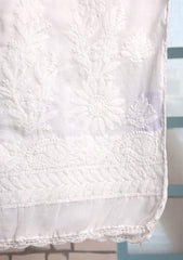 Lawn Chikankari Summer Shawl D#15 - White