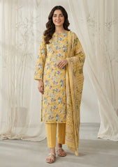 Lawn - Rubaaiyat - Chikankari 26 - Silk Dupatta - D#06 - Yellow