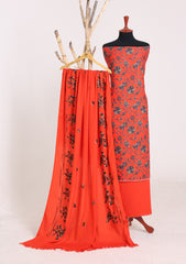Winter - Riwaj - Printed Cotray Suit - Wool Shawl - D#04 - Red