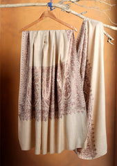 Pashmina Ari Work Jaaldar Shawl D#49 - Skin