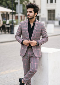 Holland & Sherry Selvage Check Wool Fabric - P Fawn