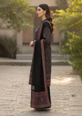 Winter - Riwaj - Pashmina Embroidered Suit - Premium 25 - D#01 - Black