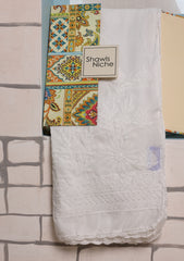 Lawn Chikankari Summer Shawl D#15 - White