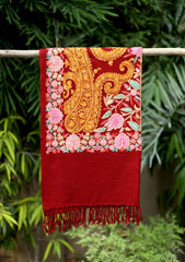 Pashmina Ari Work Scarf D - 10 - Maroon