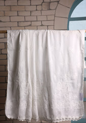 Lawn Chikankari Summer Shawl D#16 - White