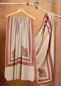 Pashmina Embroidered Border Shawl D#270 - Skin