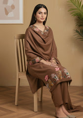 Winter - Riwaj - Pashmina Jamawar Suit - Patch Work - D#21 - Chocolate