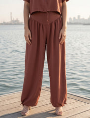Pret - Moven - Button Up And Gathered Set - Chocolate