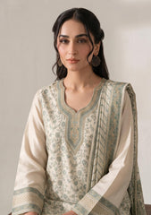 Winter - Fancy Silk Zari Jamawar - 3 Pcs Suit - D#22 - Pista