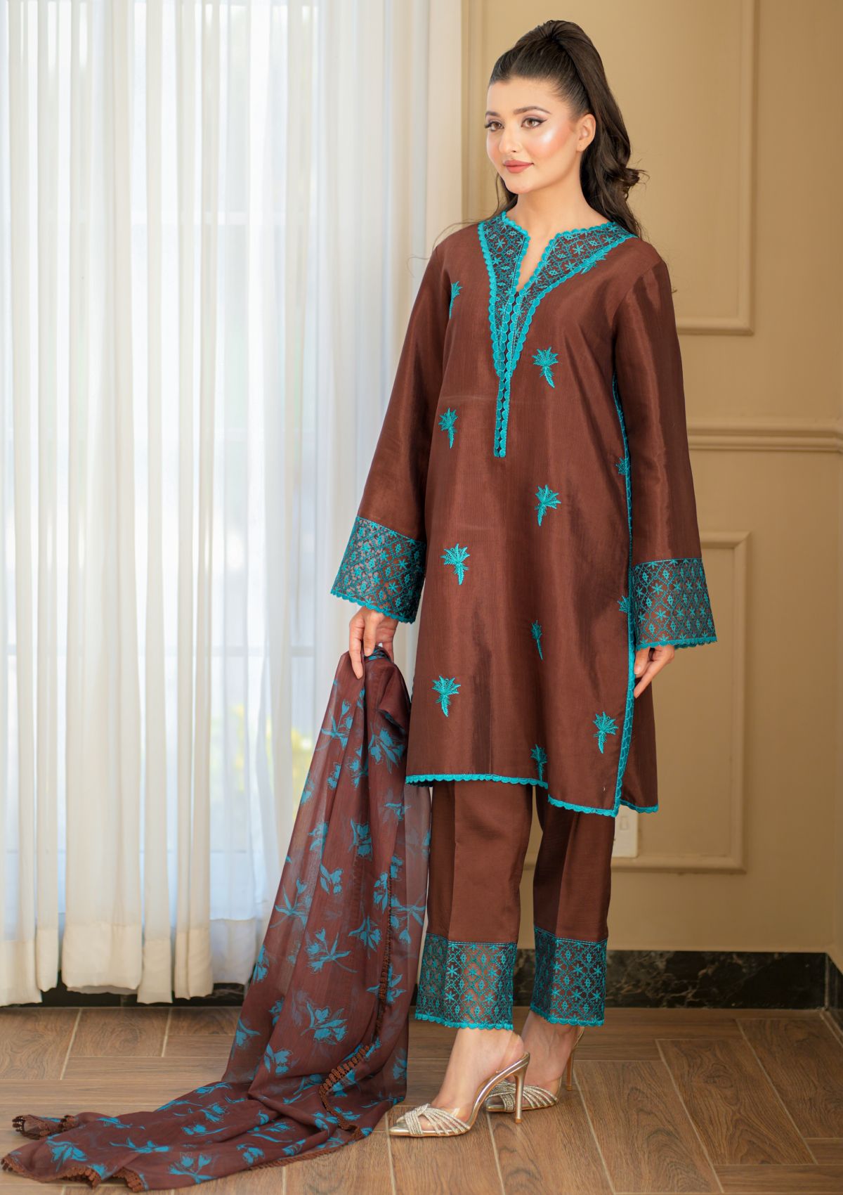 Pret Collection - Fozia Khalid - Silkspire - FKS#04 - COCOA (BROWN)