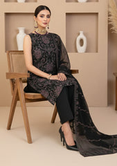 Formals - Riwaj - Fancy Bamber Chiffon - 3 Pcs Suit - CBD#1952 - Black