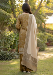 Winter - Riwaj - Pashmina Embroidered Suit - Premium 25 - D#01 - Mehendi