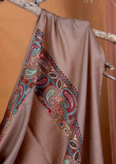 Pashmina Embroidered Border Shawl D#03 - L Brown