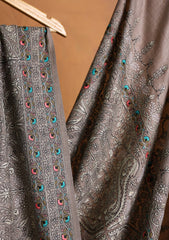 Pashmina Embroidered Jaaldar Shawl D#15 - M Grey