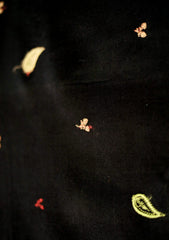 Embroidered Wool Shawl D - 83 - Black