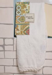 Lawn Chikankari Summer Shawl D#16 - White
