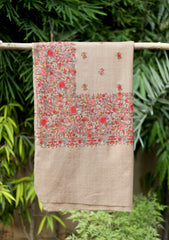 Pashmina Embroidered Jaaldar Shawl D - 02 - Brown