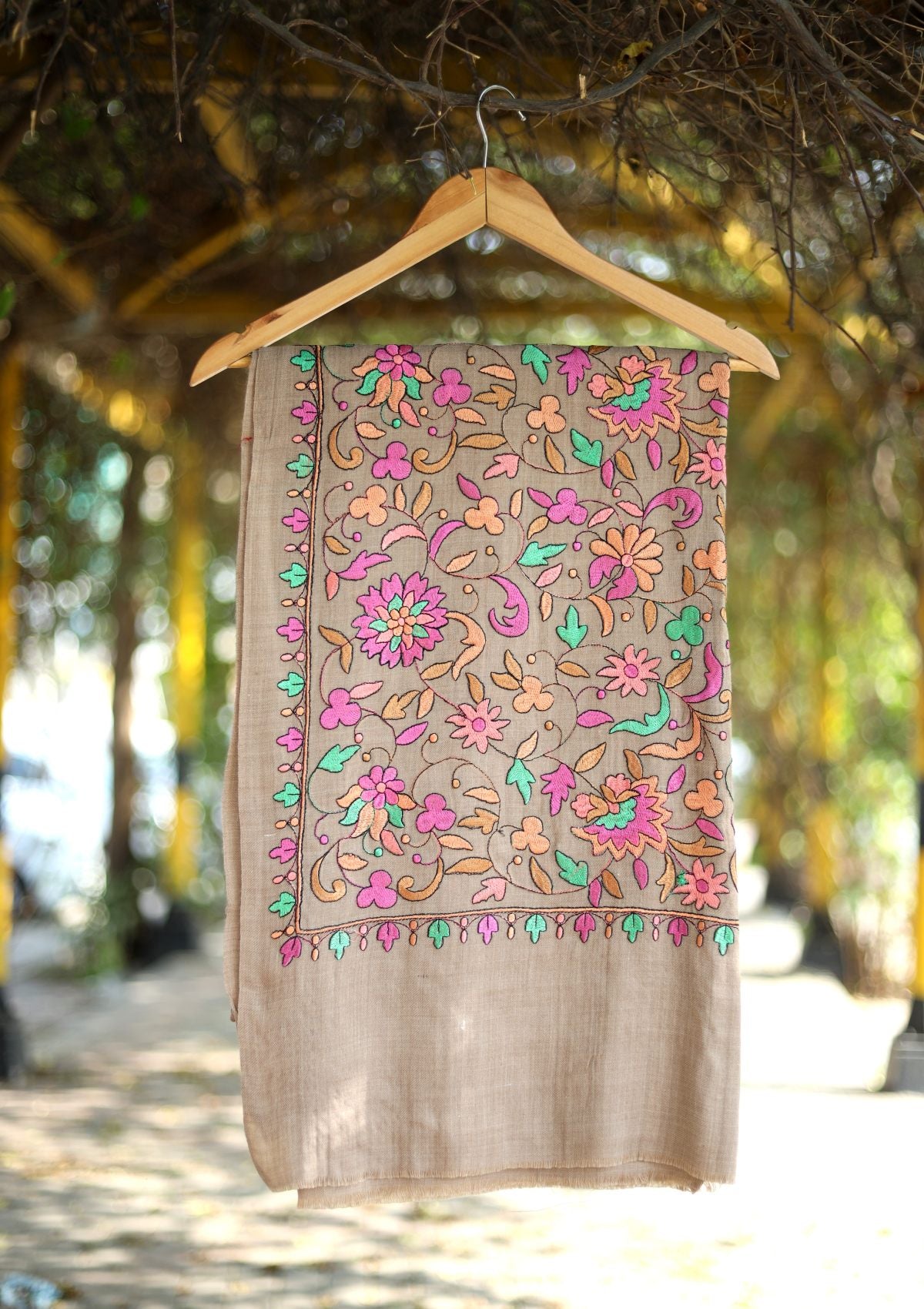 Pashmina Wool Embroidered Shawl D - 03